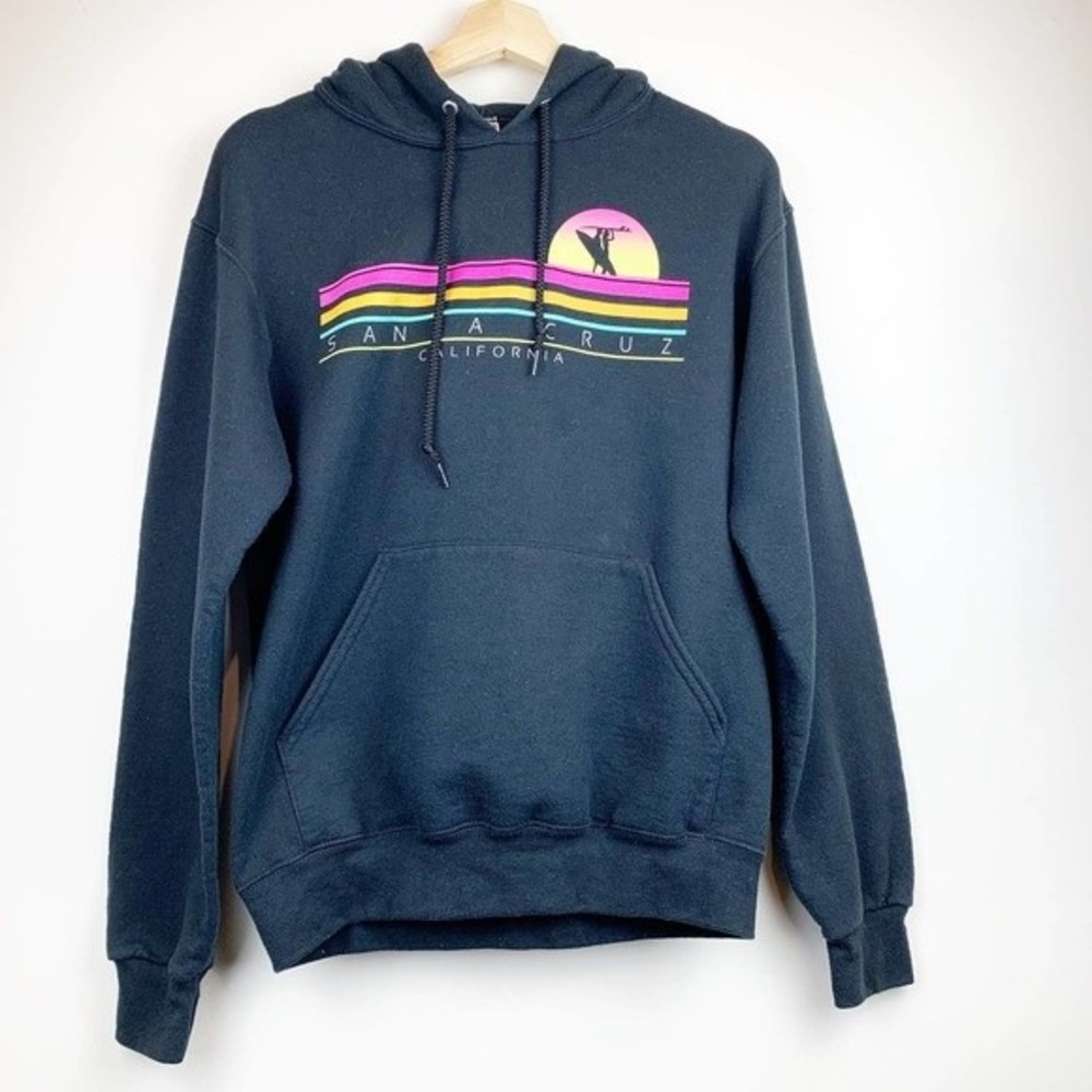 Santa Cruz California Black Graphic Hoodie Size Small